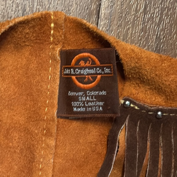Vintage John R. Craighead Leather Vest with Fringe and Steer Head - Picture 2 of 6